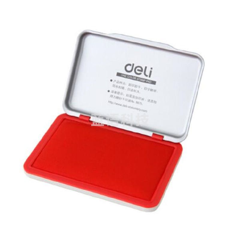 得力 9892 金属方形中号秒干印台 107*67mm 红色