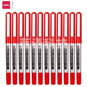 得力S656直液走珠笔，红色，12支/盒    HZDZ06281536456315