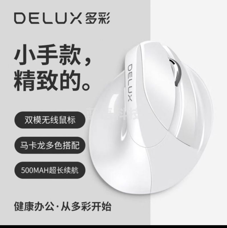 多彩(Delux)无线鼠标 蓝牙鼠标 人体工程学 立式垂直 双模可充电 办公笔记本电脑 轻音按键 白色