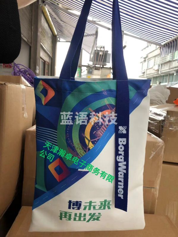 帆布袋  绒布 飘带 有底无侧 含内袋拉链和吸铁扣 34*40*9cm