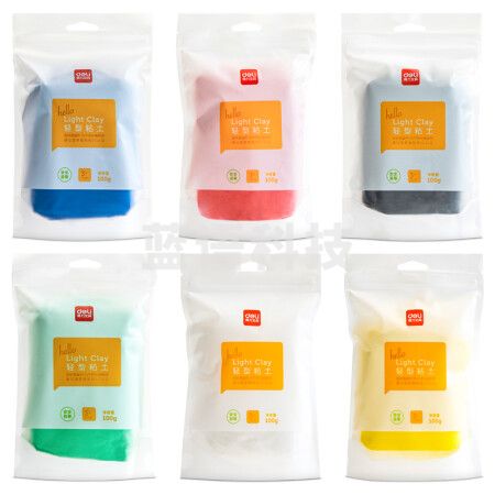 得力(deli)超轻粘土 儿童玩具婴幼儿沙滩彩泥橡皮泥黏土男孩女孩DIY手工制作 100g装(颜色备注)