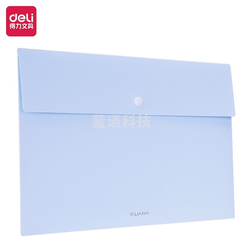 得力(deli) 72416 A4文件袋 加厚款PP按扣文件袋 24个/包 水晶蓝