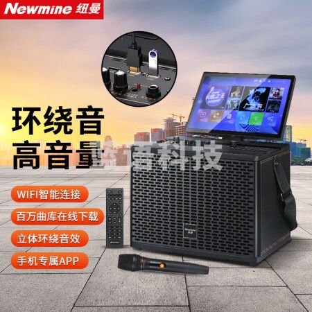 纽曼（Newmine）D26广场舞音响带显示屏 触摸屏 8吋喇叭 500G硬盘 双话筒 黑