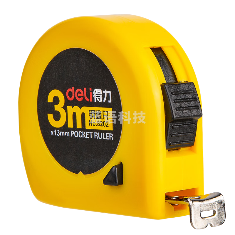 得力(deli)3m锁定功能钢卷尺 木工尺装修测量尺子 办公用品 8202 黄