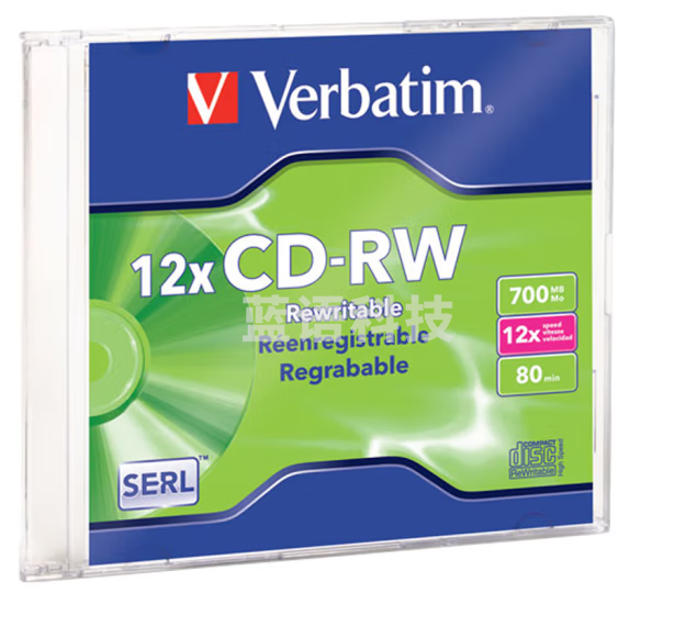 威宝（Verbatim）CD-RW 光盘/刻录盘 12速700MB 单片盒装20片 可重复擦写空白光盘 95161