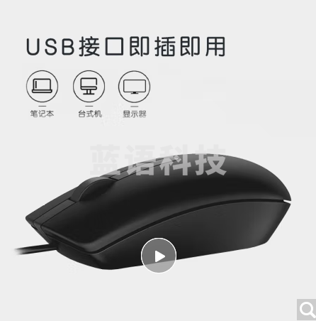 戴尔（DELL）MS116 鼠标有线 商务办公经典对称 有线鼠标 USB接口 即插即用 鼠标 （黑色）