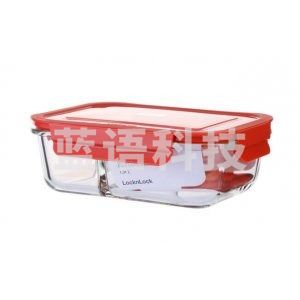 乐扣乐扣LOCK&LOCK LLG982CRED 双色盖格拉斯耐热玻璃保鲜盒 正方形 1.01L