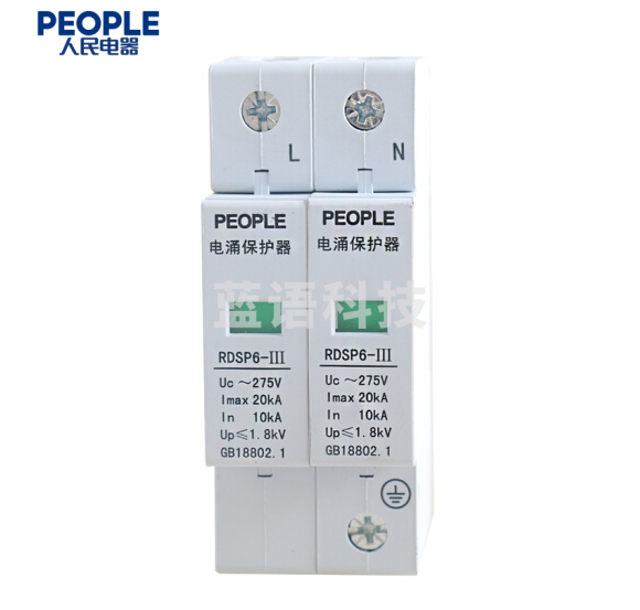 人民电器 浪涌保护器 RDSP6-20KA/2P/Uc275防雷器220V 避雷器