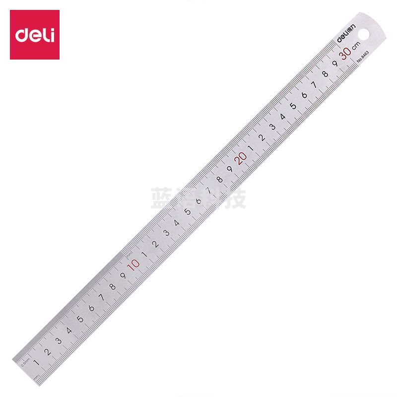 得力（deli） 8463 不锈钢直尺 30cm（银色）