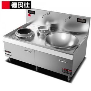 德玛仕 DEMASHI HW-DXC1512-01 电磁炉 大功率 食饭堂大锅灶炒炉具台 双头单尾大小炒 201不锈钢