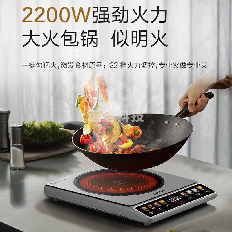 苏泊尔（SUPOR）电磁炉电磁灶2200W大功率大面板双层线圈防辐减噪一键匀猛火 预约定时家用电磁炉套装带锅C22-IA02