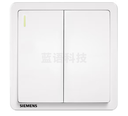 西门子（SIEMENS）开关面板 二开双控带荧光面板 86型暗装墙壁面板 致典雅白色