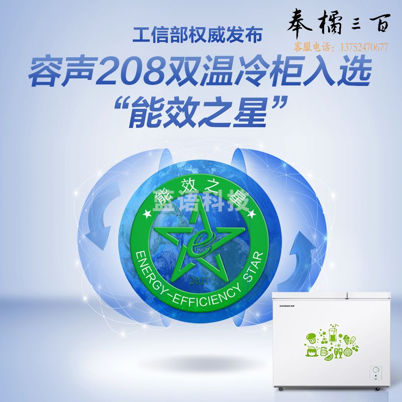 容声（Ronshen） 208升大容量冰柜家用商用冷藏冷冻双温冷柜 一级能效 卧式厨房冰箱BCD-208MS/A