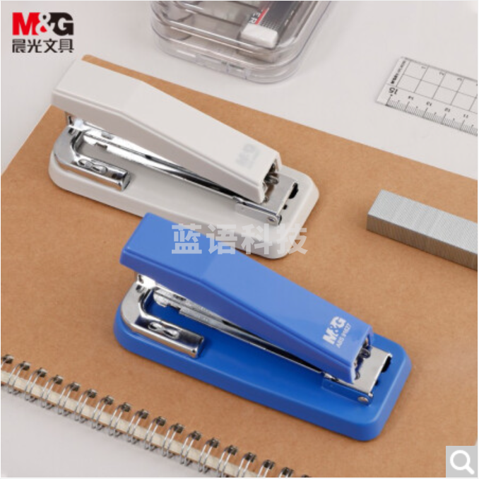晨光 ABS91627灰色订书机12# 经典360度摇头订书器 耐用商务办公用品 单个装.