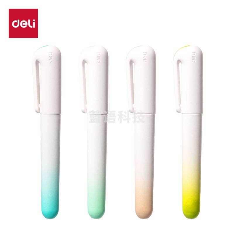 得力(deli)口袋彩色荧光笔轻氧山谷色系 学生考试划重点复习办公手账笔记涂鸦DIY装饰 4支/盒 SK184