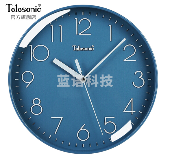 天王星(Telesonic)  Q8721-4 挂钟 客厅创意钟表现代简约静音钟时尚个性3D立体时钟卧室石英钟圆形挂表 蓝色