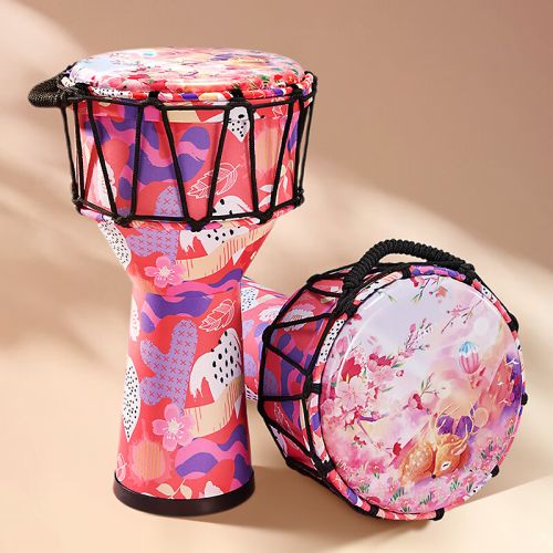 前谷（CEGA）非洲鼓儿童大8复合碳纤轻质幼儿园手鼓成人丽江鼓打击乐器  大8-粉色樱花鹿