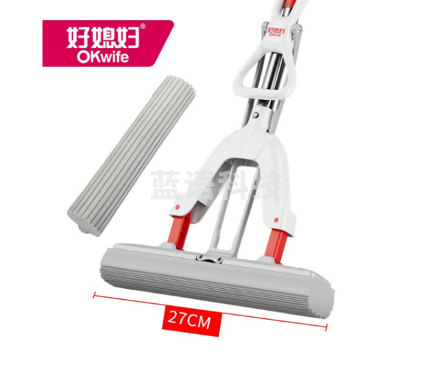 好媳妇HD-7208 27cm胶棉拖把 免手洗对折海绵墩布 共2个头