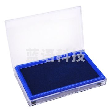 得力(deli)9864 方形透 明外壳快干印台(蓝色)     XH.140