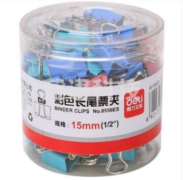 得力(deli) 8556ES 彩色长尾夹票夹15mm 60只/筒