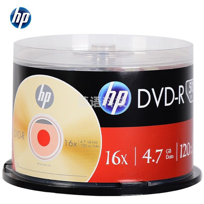 惠普(HP) DVD-R 光盘/刻录盘 空白光盘 16速4.7GB 桶装50片