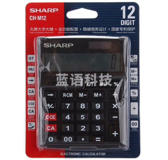 夏普（SHARP）CH-M12 BK 12位财务办公商务计算器 桌面小号台式小号办公计算器 财务商务适用