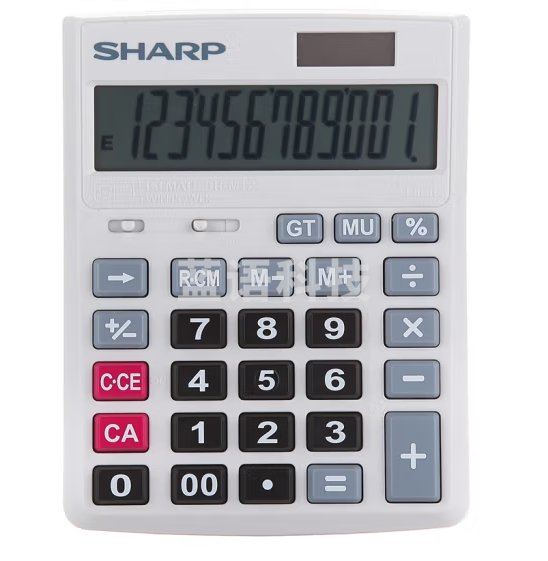 夏普（SHARP）CH-M12 WH 12位财务办公商务计算器 桌面小号台式小号办公计算器 财务商务适用
