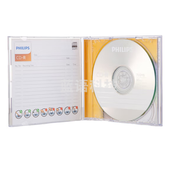 飞利浦（PHILIPS）CD-R 刻录光盘 空白盘 光盘 碟片 700M 52速 单片盒装