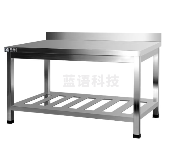 圣托（Shentop）商用打荷台不锈钢揉面台 加厚双层厨房工作台 带靠背置物操作台 STTA-TG15K