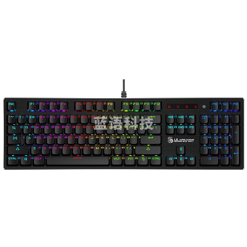 双飞燕（A4TECH）B820R 血手幽灵机械键盘 有线键盘 游戏键盘 全尺寸 RGB 背光键盘 黑色 光轴