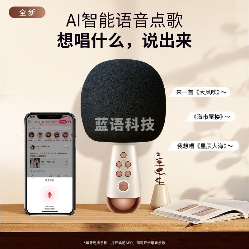 唱吧  G2升级版白金色无线麦克风小巨蛋生日新年礼物儿童娱乐家庭KTV