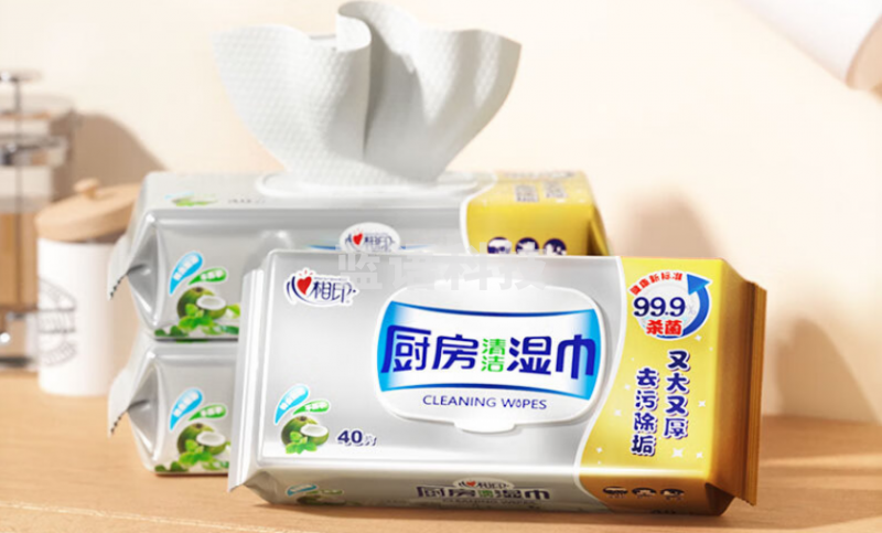 心相印厨房湿巾 金装XJB040+P1去污去油厨房专用湿纸巾40抽3包装