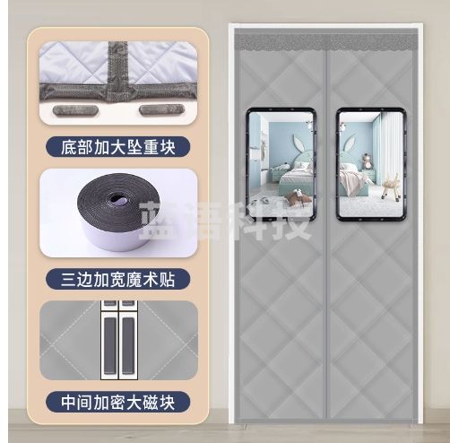 加密磁块】【高清可视窗】加厚牛津布-灰色【三边加