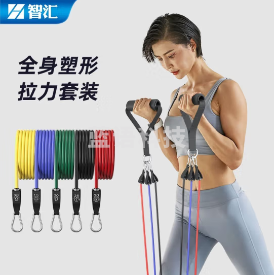 拉力绳弹力带健身器材多功能健身 【升级款大锁扣】12件套海绵门扣 100磅