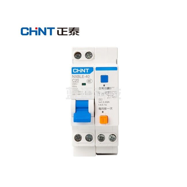 正泰（CHNT）NXBLE-40-1PN-C20 小型漏电保护断路器 漏保空气开关 1PN C20 0.03A 4.5kA
