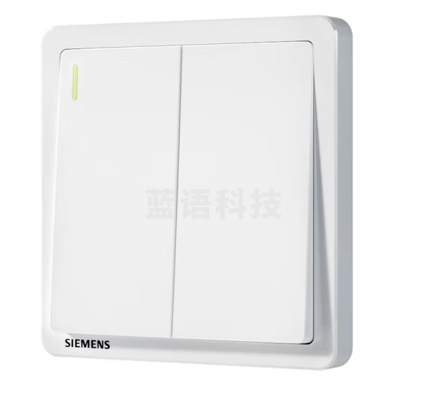 西门子（SIEMENS）开关面板 二开单控带荧光面板 86型暗装墙壁面板 致典雅白色