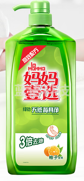 妈妈壹选绿劲餐具净柚子金桔2kg洗洁精 食品用 快速去油 温和不伤手