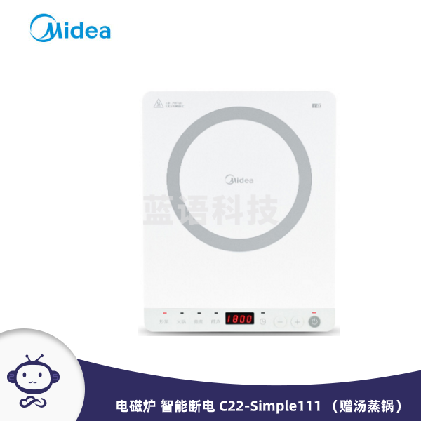 美的（Midea）电磁炉 家用大功率 火锅炉 电磁灶 匀火加热 时尚陶瓷面板 十档火力调节 智能断电 C22-Simple111 （赠汤蒸锅）