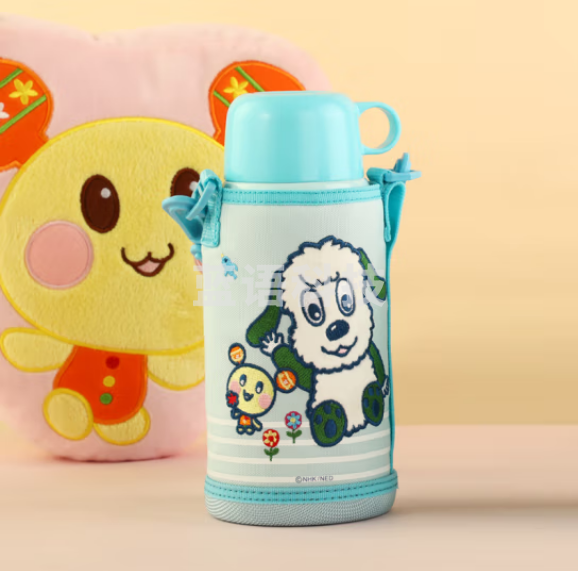 虎牌（TIGER）MBJ-W60C保温杯 卡通学生水杯便携带杯套提绳水杯 蓝色600ml