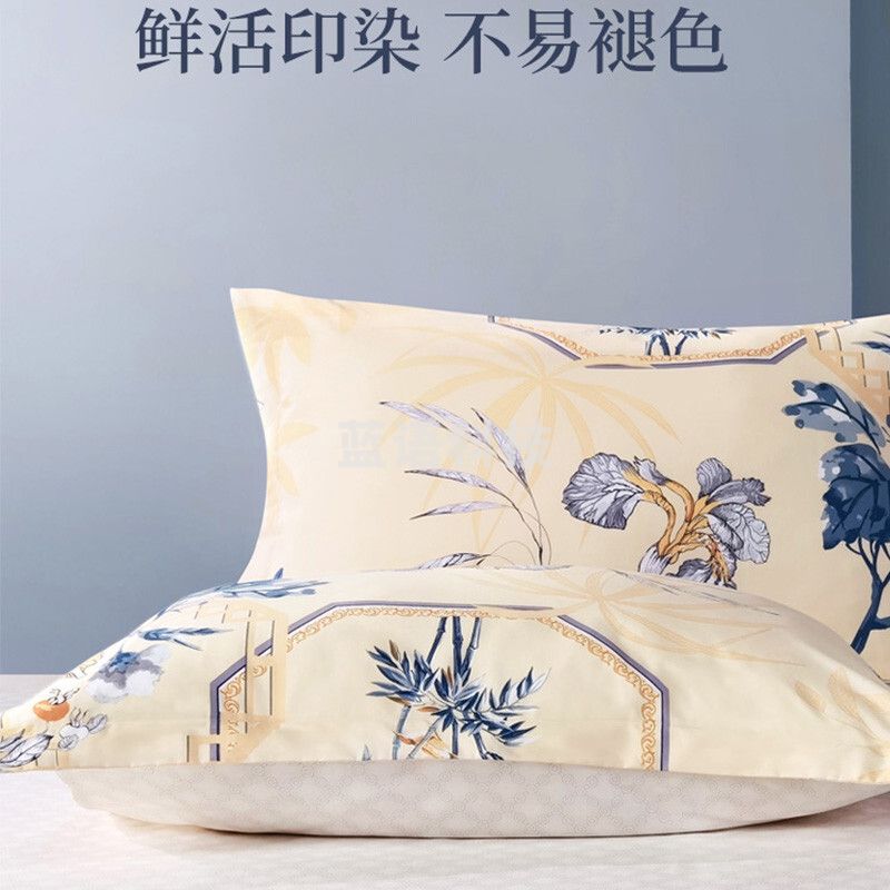 富安娜家纺 枕套纯棉升级抗菌枕头套 全棉枕巾一对装 醉玲珑74*48cm