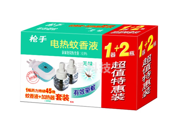 枪手 电热蚊香液1器+2液 驱蚊液