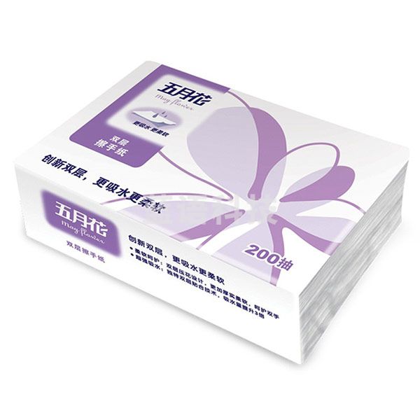 五月花（May Flower） 擦手纸抽纸 2层200抽*1包 商务用纸酒店餐厅厨房卫生间可用抽纸 225mm*230mm