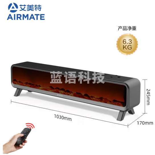 艾美特(AIRMATE)HD22-R30U  “冬日炭火”石墨烯取暖器踢脚线电暖器家用电暖气片遥控加湿居浴两用移动地暖