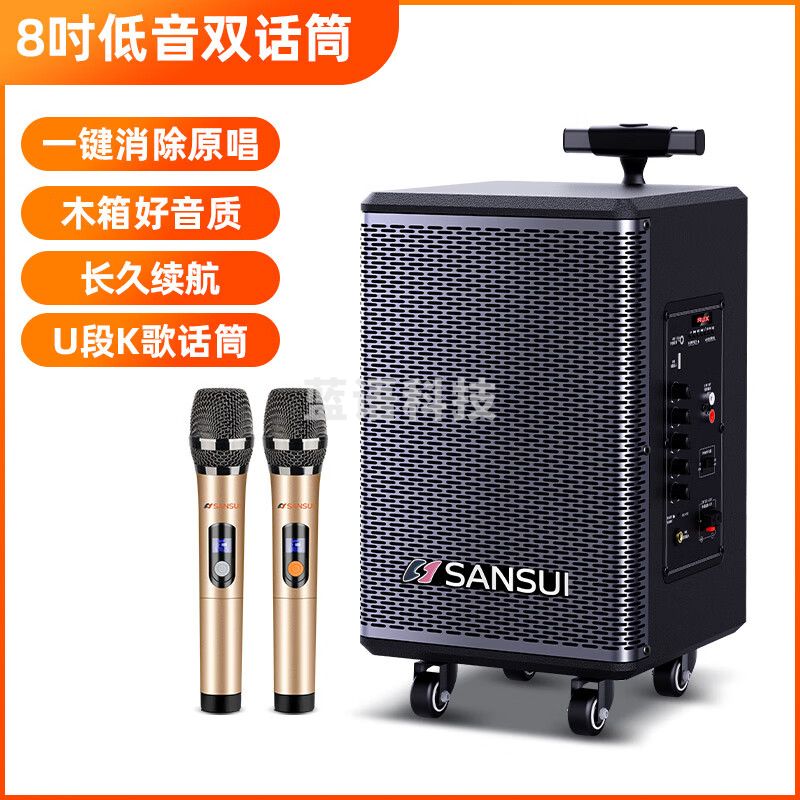 山水(SANSUI)TE06广场舞音响8英寸大功率低音炮移动户外K歌拉杆麦克风音箱扩音器无线话筒摊摆摊喇叭