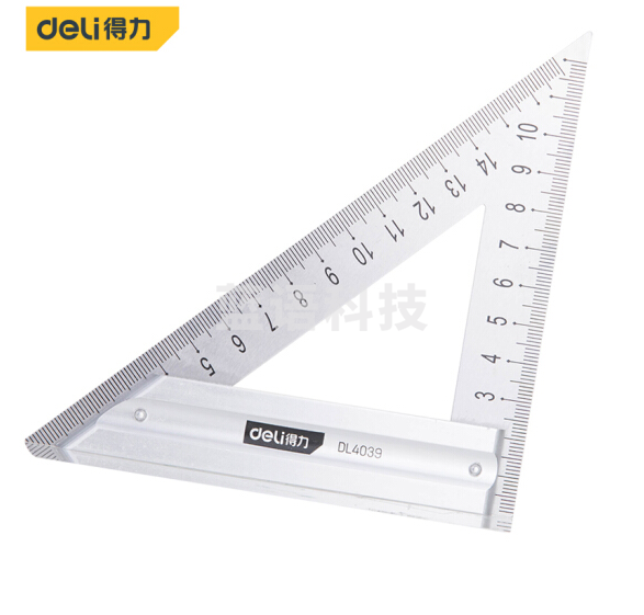 得力（deli） 不锈钢三角尺直角尺木工钢板尺加厚45度钢板尺150mm DL4039