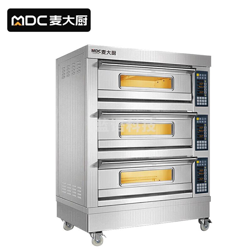 麦大厨经典款380V 19.8KW电脑版带喷雾三层六盘电烤箱带蒸汽