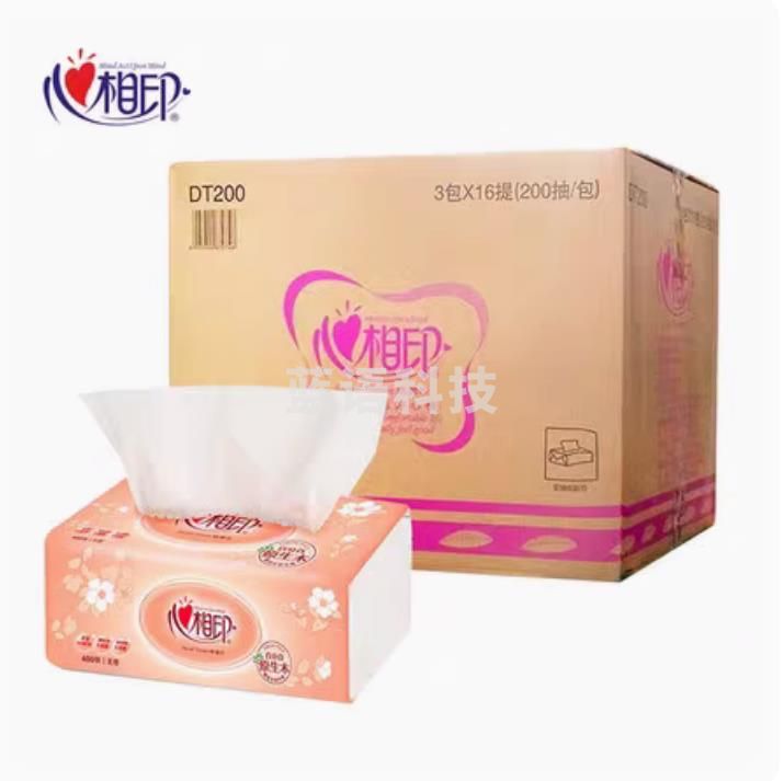心相印经典抽纸2层200抽 DT200 (200抽XL）3包/提*16提 一箱装