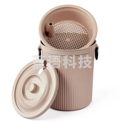 巨联功夫茶具塑料茶水桶茶桶茶渣桶排水桶带盖滤茶桶茶叶垃圾桶茶具桶高27cm桶口直径25cm