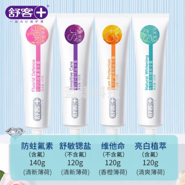 舒客专效美白植萃牙膏(清爽薄荷)120g（新老随机发）