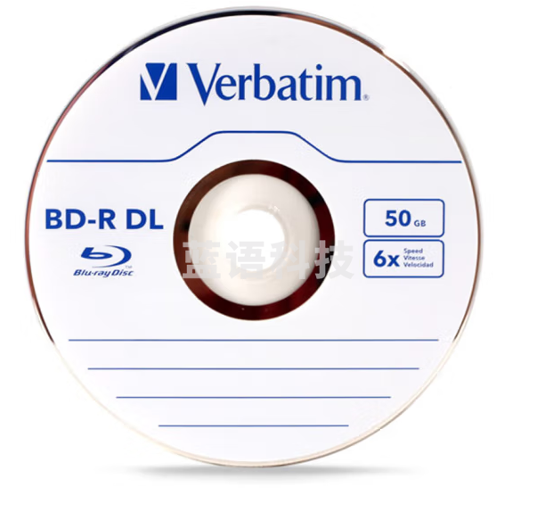 威宝（Verbatim）BD-R DL 蓝光空白光盘/刻录盘 6速50GB 蓝鲸 单片盒装5片 43748